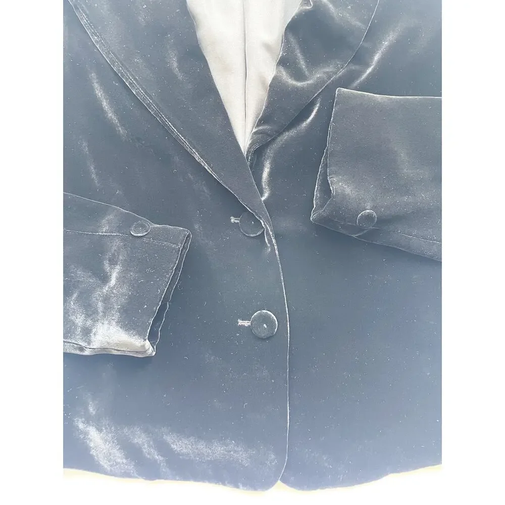 NWT Vintage Rafaella Black Velvet Two Button Blazer Size 10
